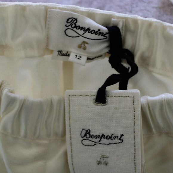 NWT Bonpoint Couture Friend Style Satin Ivory Pull On Dress Pants Slim Leg 12 - Picture 5 of 7